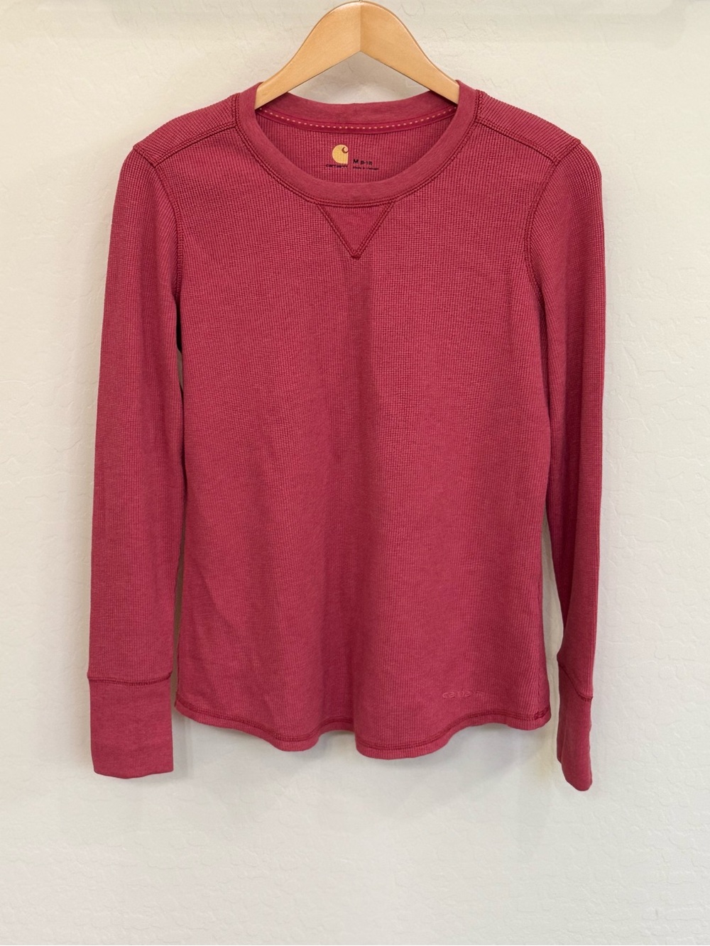 Carhartt Women's Hayward Waffle Knit Thermal Long Sleeve Crewneck Top Berry M